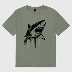 Футболка оверсайз женская Акула с капающим стилем, цвет: авокадо