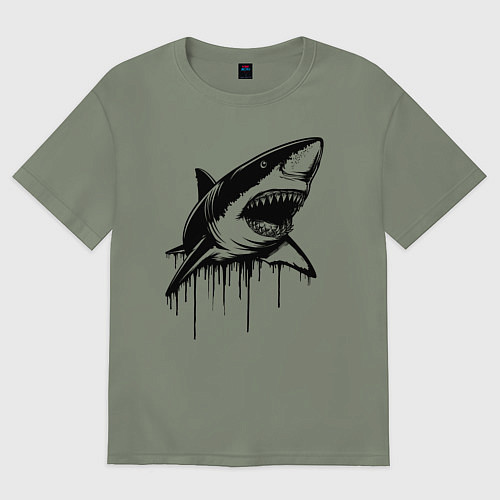 Женская футболка оверсайз Акула с капающим стилем / Авокадо – фото 1