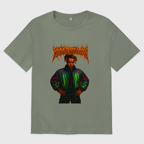 Женская футболка оверсайз XXXTentacion в стиле хардкор / Авокадо – фото 1