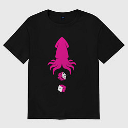 Футболка оверсайз женская Кальмар и кости, цвет: черный