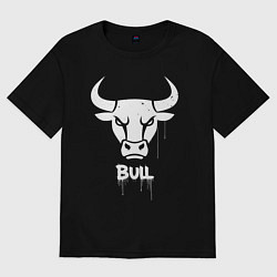 Футболка оверсайз женская Строгий бык, цвет: черный