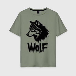 Женская футболка оверсайз Волк в стиле граффити