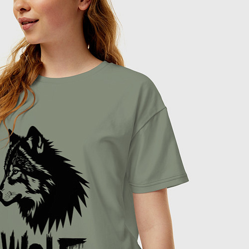 Женская футболка оверсайз Волк в стиле граффити / Авокадо – фото 3