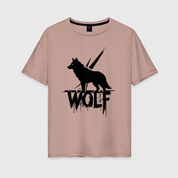 Женская футболка оверсайз Волк на страже