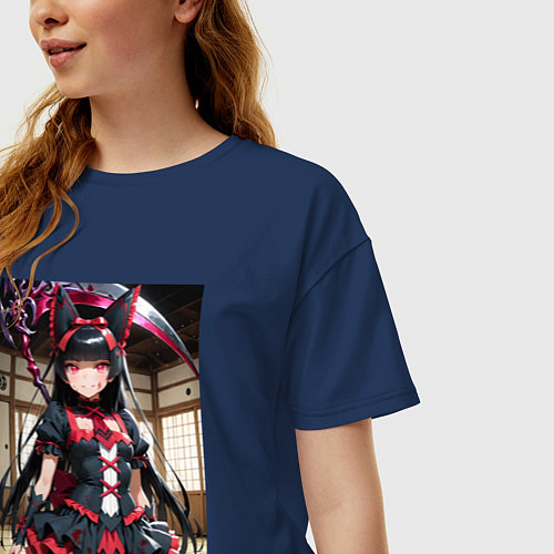 Женская футболка оверсайз Рори Меркурия с алебардой / Тёмно-синий – фото 3