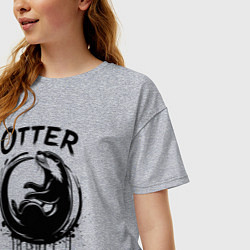Футболка оверсайз женская Выдра в круге краски, цвет: меланж — фото 2