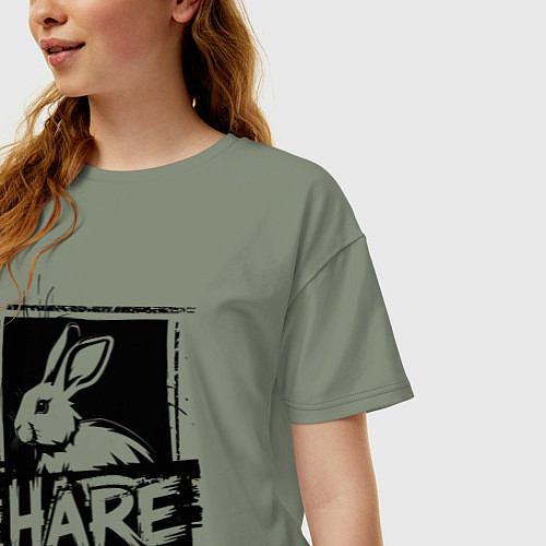 Женская футболка оверсайз Графический заяц / Авокадо – фото 3