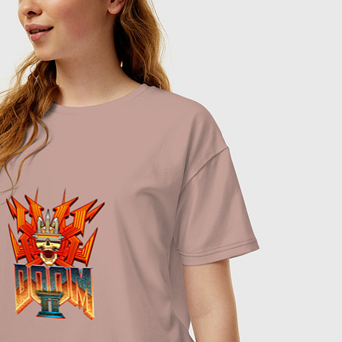 Женская футболка оверсайз Doom2 logo / Пыльно-розовый – фото 3