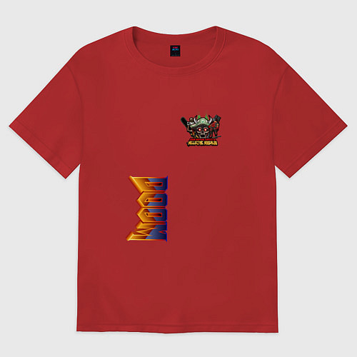 Женская футболка оверсайз Doom персонаж из игры / Красный – фото 1