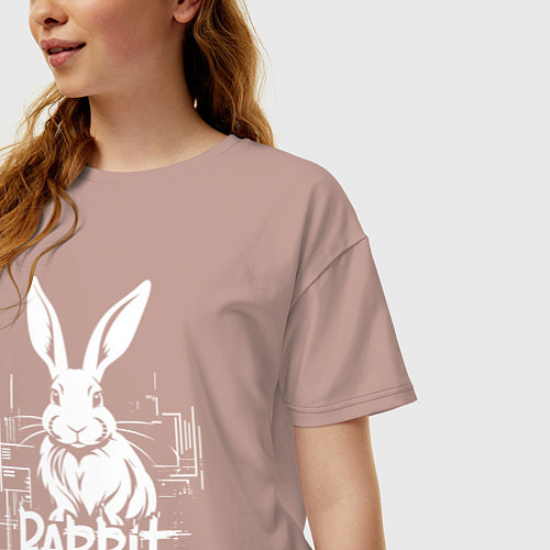 Женская футболка оверсайз Городской кролик / Пыльно-розовый – фото 3