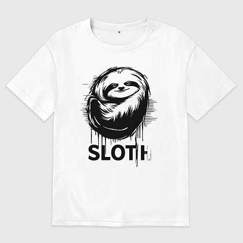 Женская футболка оверсайз Ленивец в стиле граффити / Белый – фото 1