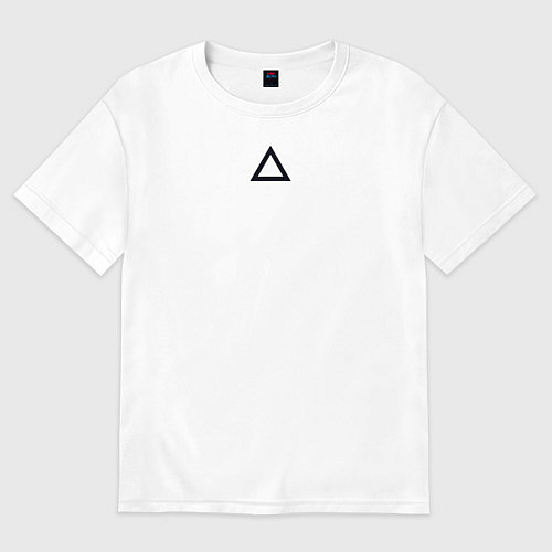 Женская футболка оверсайз Игра в кальмара работник треугольник белая / Белый – фото 1