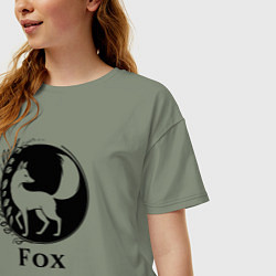 Футболка оверсайз женская Лиса в круге, цвет: авокадо — фото 2