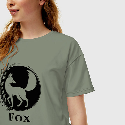 Женская футболка оверсайз Лиса в круге / Авокадо – фото 3