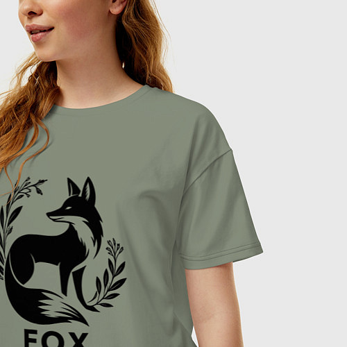 Женская футболка оверсайз Лис и ветки / Авокадо – фото 3