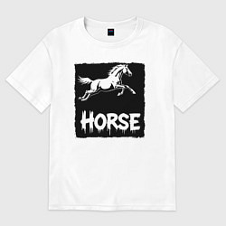 Футболка оверсайз женская Лошадь в прыжке, цвет: белый