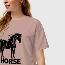 Футболка оверсайз женская Черная лошадь, цвет: пыльно-розовый — фото 2
