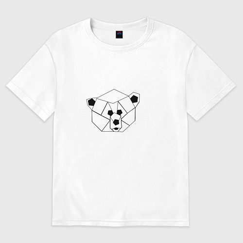 Женская футболка оверсайз Геометрическая морда медведя / Белый – фото 1