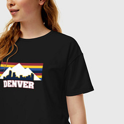 Футболка оверсайз женская Denver Nuggets mountains, цвет: черный — фото 2