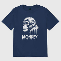 Футболка оверсайз женская Обезьяна белой краской, цвет: тёмно-синий