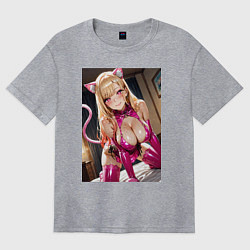 Футболка оверсайз женская Марин Китагава наряде гламурной кошечки, цвет: меланж