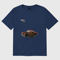 Женская футболка оверсайз Летающая машина, ретрофутуризм