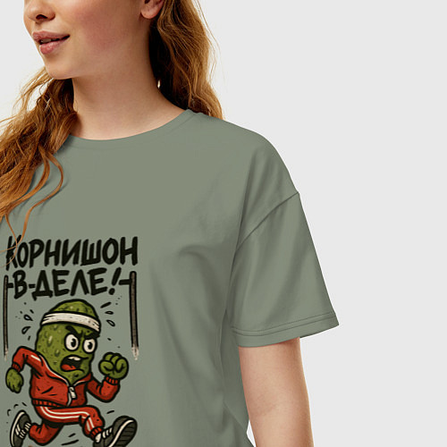 Женская футболка оверсайз Корнишон в деле / Авокадо – фото 3