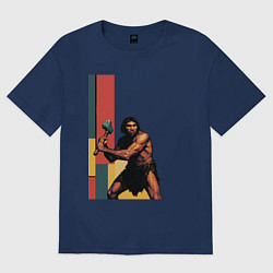 Женская футболка оверсайз Поп-арт неандерталец