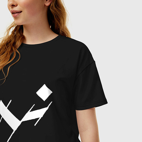 Женская футболка оверсайз Три буквы: белые / Черный – фото 3