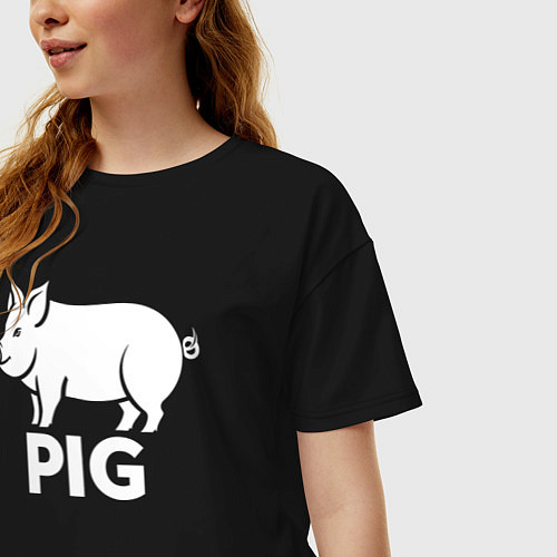 Женская футболка оверсайз Городская Свинья / Черный – фото 3