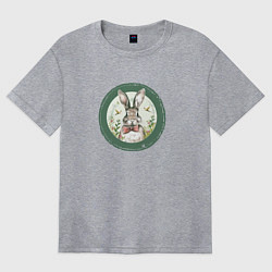 Женская футболка оверсайз Кролик с бабочкой