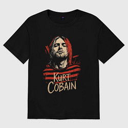 Футболка оверсайз женская Курт Кобейн с надписью, цвет: черный
