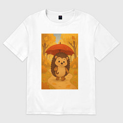 Женская футболка оверсайз Ёжик с зонтом