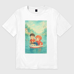 Женская футболка оверсайз Сцена из анимэ Рыбка Поньо