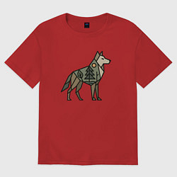 Женская футболка оверсайз Геометрический волк