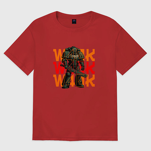 Женская футболка оверсайз Космодесантник в броне цвета хаки / Красный – фото 1