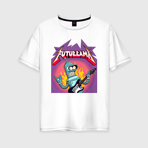 Женская футболка оверсайз Bender is the thrash metal guitarist of the band F / Белый – фото 1