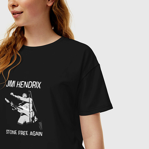 Женская футболка оверсайз Jimi Hendrix abstract graphic art / Черный – фото 3