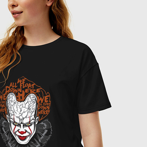 Женская футболка оверсайз Пеннивайз - мы все здесь плаваем / Черный – фото 3