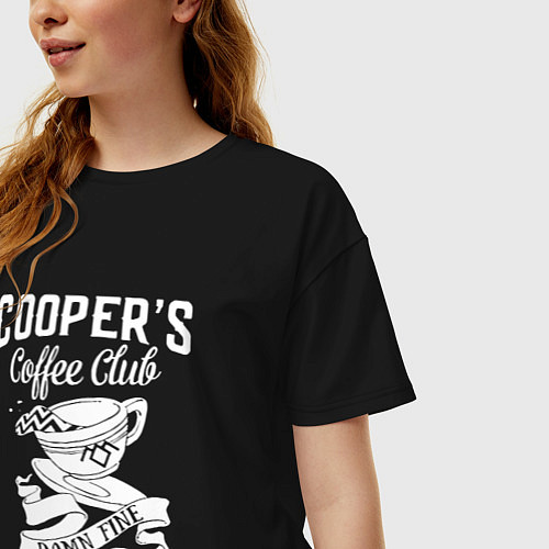 Женская футболка оверсайз Coopers cofee club / Черный – фото 3