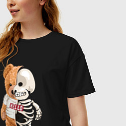 Футболка оверсайз женская Мишка скелет, цвет: черный — фото 2