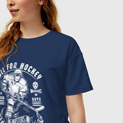 Футболка оверсайз женская Хоккеист, цвет: тёмно-синий — фото 2