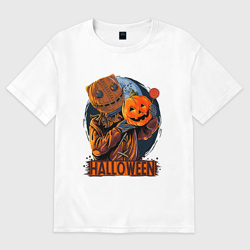 Женская футболка оверсайз Хэллоуин пугало / Белый – фото 1