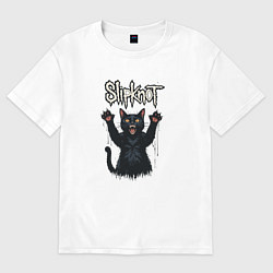 Женская футболка оверсайз Slipknot Кот с поднятыми лапами