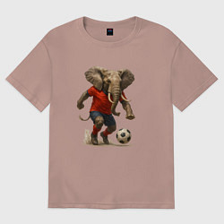 Женская футболка оверсайз Слон играет в футбол