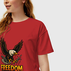 Футболка оверсайз женская Freedom - орел, цвет: красный — фото 2