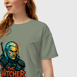 Футболка оверсайз женская Ведьмак граффити, цвет: авокадо — фото 2