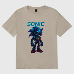 Футболка оверсайз женская Sonic cyberpunk, цвет: миндальный