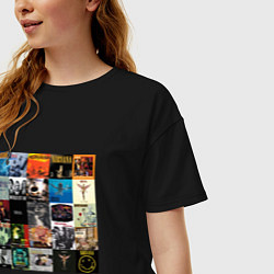 Футболка оверсайз женская Nirvana - обложки, цвет: черный — фото 2