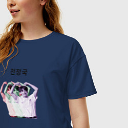 Футболка оверсайз женская Чонгук трио, цвет: тёмно-синий — фото 2